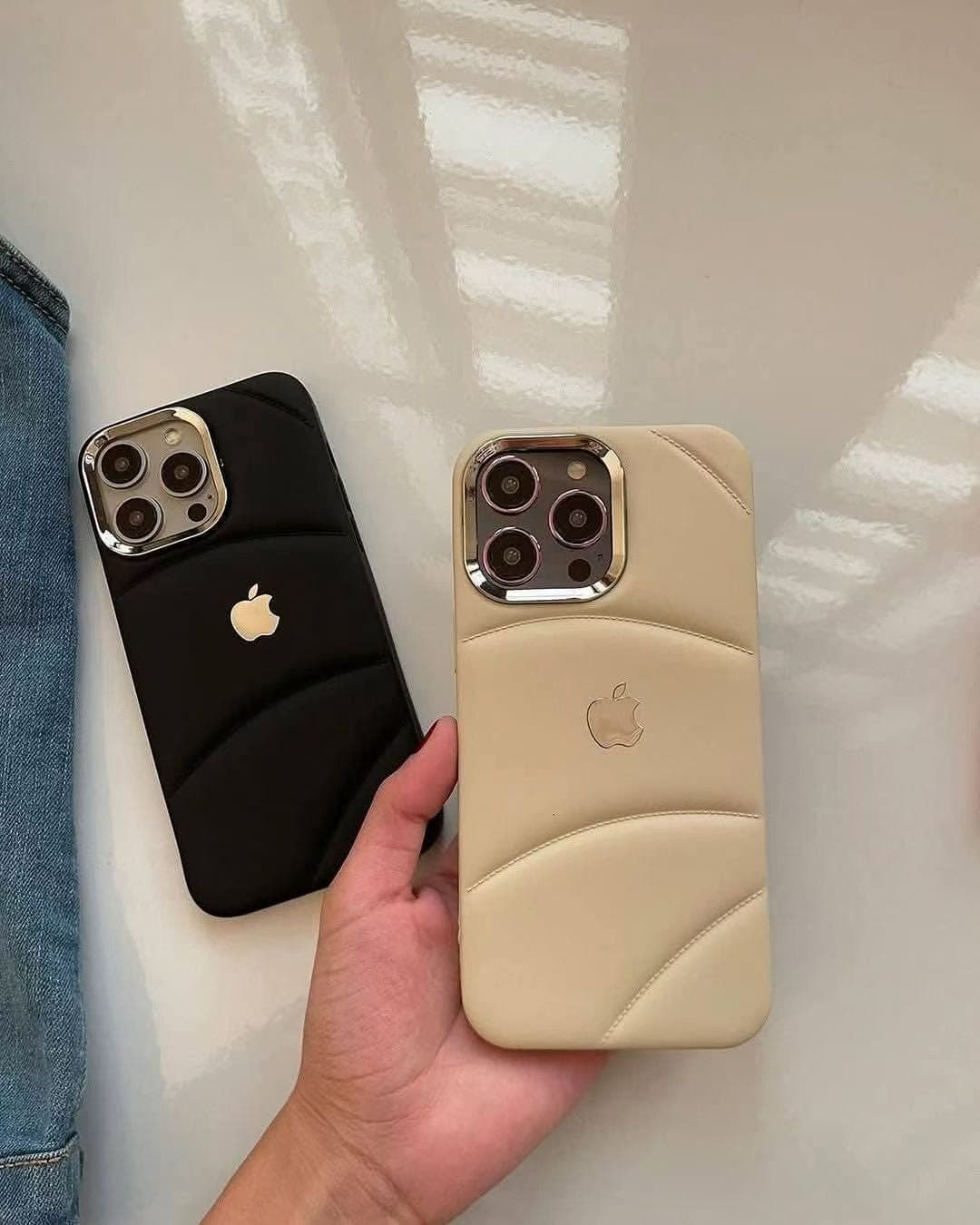 Premium Puffer Case with Electroplated Lens Protection for iPhone