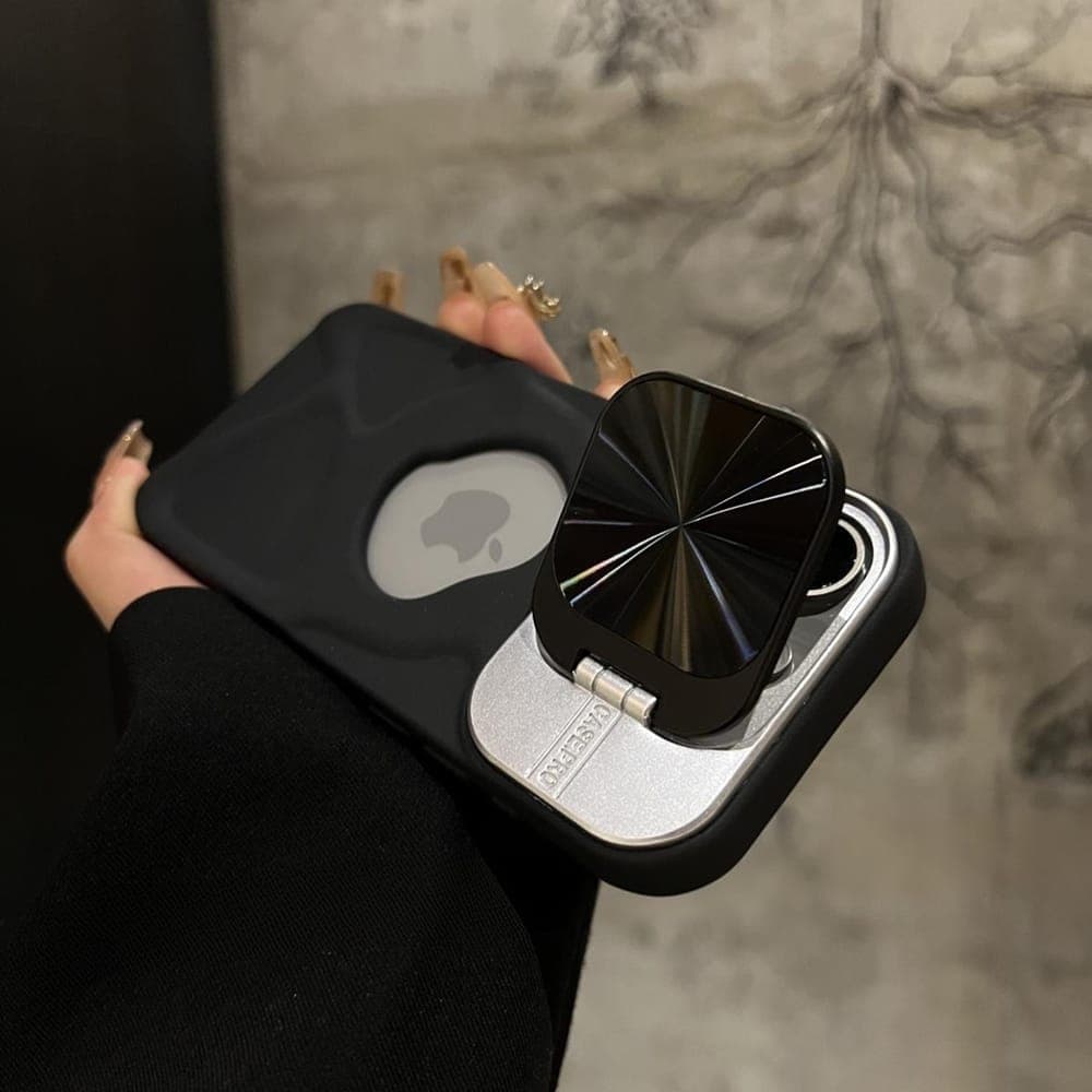 Premium Soft Silicone MagSafe Case with Polycarbonate Sunburst Lens Kickstand